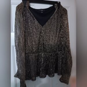 Black and Gold Textured Blouse Simply Vera - Vera Wang